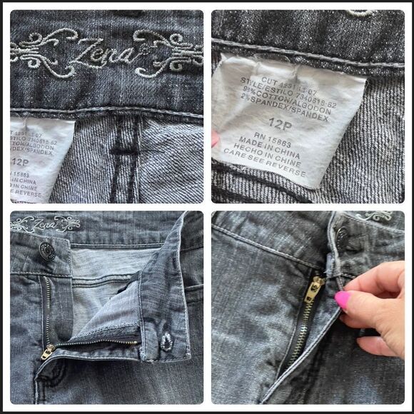 Zena Studded Denim Folded Hem Capri Sz 12P - Picture 13 of 13